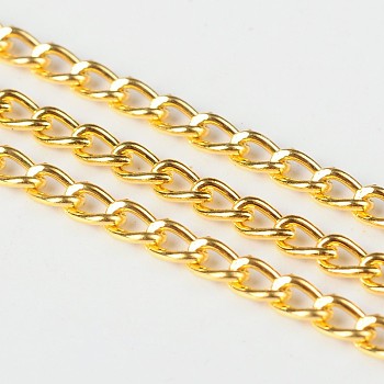 Iron Twisted Chains Curb Chains, Unwelded, Golden, Link: 3x5mm, 0.8mm thick