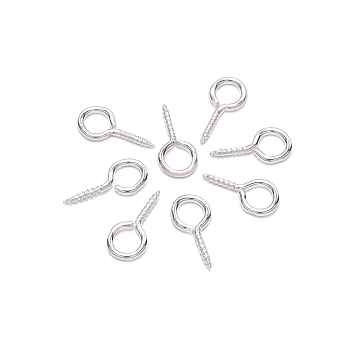 Iron Screw Eye Pin Peg Bails, For Half Drilled Beads, Silver, 10x5mm, 200pcs/bag