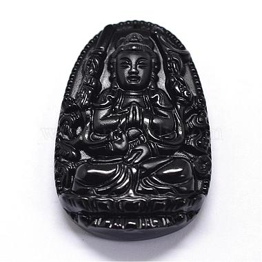 Pendentifs en forme d'obsidienne naturelle(G-A169-026H)-1