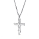 Stainless Steel Tree of Life Cross Pendant Curb Chain Necklaces(PW-WGAB092-01)-1