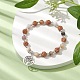 Round Natural Bamboo Leaf Agate & Electroplated Synthetic Non-magnetic Hematite & Natural Rudraksha Beaded Stretch Bracelets(BJEW-JB10661)-4