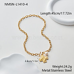 304 Stainless Steel & Natural Freshwater Pearl Pendant Necklaces for Women, Religion Cross, Golden, 17.72 inch(45cm)(WG1B871-02)