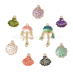16Pcs 9 Styles Alloy Enamel Pendants, Cadmium Free & Nickel Free & Lead Free, Light Gold, Shell Shape Charms, Mixed Color, 17.5~35.5x15~16.5x3~3.5mm, Hole: 1.6~2mm(ENAM-FP0002-66)