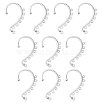 Alloy Ear Cuff Findings, with 7 Loops, Ear Wrap Earring Hooks for Non Piercing Earring Making, Silver, 58x35x2mm, Hole: 2.5mm(FIND-YW0003-93S)