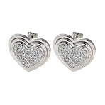 Heart Rack Plating Brass Micro Pave Clear Cubic Zirconia Stud Earrings for Women, Long-Lasting Plated, Lead Free & Cadmium Free, Platinum, 23.5x24mm(EJEW-A045-04P)