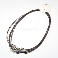 Waxed Cotton Cords, for Necklace Making, with 925 Sterling Silver Findings and Spring Ring Clasps, Brown, Platinum, 458x1mm(NCOR-E004-1B)