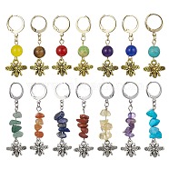 Alloy Bees Pendant Decoration, with Natural & Synthetic Gemstone Bead and 304 Stainless Steel Clasp, Mixed Color, 40~53mm, 14 style, 1pc/style, 14pcs/set(HJEW-JM01308)