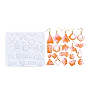 Geometry Earrings Pendants DIY Silicone Mold, Resin Casting Molds, for UV Resin, Epoxy Resin Craft Making, Clear, 113x129x4.5mm, Inner Diameter:  12~31.5x12.5~31.5mm, hole: 2mm(DIY-Q033-05D)