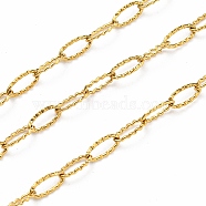 304 Stainless Steel Wave Cable Chains, Soldered, with Spool, Real 18K Gold Plated, 6.5x2.5x0.5mm, 10m/roll(CHS-C009-02G)