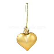Valentine's Day Electroplate Plastic Heart Pendants Decorations, Nylon Rope Christmas Tree Hanging Ornaments, Gold, 150mm, 12pcs/box(KY-D020-02A)