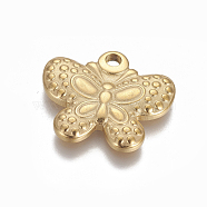 304 Stainless Steel Pendants, Butterfly, Golden, 21.5x24.5x3mm, Hole: 2.8mm(STAS-I105-19G)