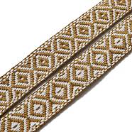 Ethnic style Embroidery Polyester Ribbons, Jacquard Ribbon, Garment Accessories, Rhombus Pattern, Goldenrod, 7/8 inch(23mm)(OCOR-WH0067-44B)