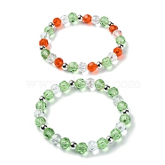 2Pcs 2 Color Glass Beaded Stretch Bracelets Sets, Stackable Bracelets, Light Green, Inner Diameter: 2-3/8 inch(61mm), 1Pc/color(BJEW-JB10027-02)