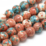 Synthetic Ocean White Jade Beads Strands, Dyed, Round, Tomato, 14mm, Hole: 2mm, about 29pcs/strand, 16.3 inch(G-S252-14mm-06)