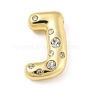 Brass Micro Pave Clear Cubic Zirconia Pendants, Long-Lasting Plated, Cadmium Free & Lead Free, Real 18K Gold Plated, Letter A~Z, Letter J, 18~19x11~21x5mm, Hole: 2.8~3x1.8~2mm(KK-E093-04G-J)