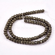 Natural Pyrite Beads Strands, Rondelle, Faceted, 6x4mm, Hole: 1mm, about 100pcs/strand, 15.74 inch(G-L051-6x4mm-01)