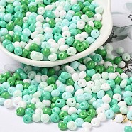6/0 Opaque Baking Paint Glass Seed Beads, Teardrop, Mixed Color, 4.5~5x4x3~3.5mm, Hole: 0.9mm, about 5625Pcs/Pound(SEED-M012-02A-27)
