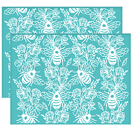 Self-Adhesive Silk Screen Printing Stencil, for Painting on Wood, DIY Decoration T-Shirt Fabric, Turquoise, Bees, 280x220mm(DIY-WH0338-259)