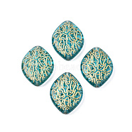 Plating Acrylic Beads, Metal Enlaced, Oval, Dark Turquoise, 20x15.5x4.5mm, Hole: 1.6mm, about 550pcs/500g(PACR-N008-028)