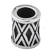 304 Stainless Steel European Beads, Large Hole Beads, Column with Letter X, Antique Silver, 8x7mm, Hole: 4mm(STAS-H219-01AS)