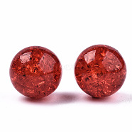 Transparent Crackle Acrylic Round Beads Strands, No Hole, Dark Red, 12mm(X-CCG-R002-12mm-02)