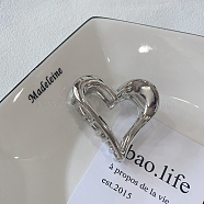 Heart Shape Alloy Claw Hair Clips, for Women Girls, Platinum, 51x40x68mm(PW-WG46616-01)