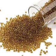 TOHO Round Seed Beads, Japanese Seed Beads, (2156) Inside Color Crystal/Golden Amber, 11/0, 2.2mm, Hole: 0.8mm, about 1110pcs/bottle, 10g/bottle(SEED-JPTR11-2156)