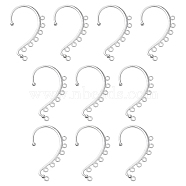 Alloy Ear Cuff Findings, with 7 Loops, Ear Wrap Earring Hooks for Non Piercing Earring Making, Silver, 58x35x2mm, Hole: 2.5mm(FIND-YW0003-93S)