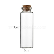 Glass Bottle, with Cork Plug, Wishing Bottle, Column, Clear, 3x9cm, Capacity: 45ml(1.52fl. oz)(CON-WH0085-71E)