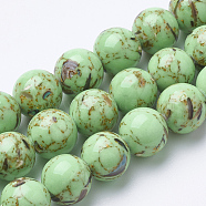 Assembled Synthetic Turquoise and Shell Beads Strands, Dyed, Round, Light Green, 8mm, Hole: 1mm, about 50pcs/strand, 15.7 inch(G-S212-8mm-07)