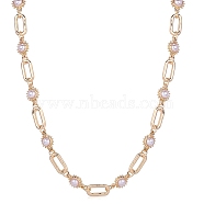Imitation Pearl Sun & Oval Link Chain Necklaces, Alloy Bracelet, Golden, 15.75 inch(40cm)(JN1131A)