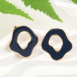 304 Stainless Steel Enamel Stud Earrings, Ion Plating(IP), Nuggets, Golden, 22.5x21.5mm(EJEW-Z089-21G)