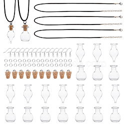 90Pcs DIY Glass Wishing Bottle Jewelry Sets Kits, Including 2 Styles Pendants, Waxed Cotton Cord, Brass Earring Hooks and Iron Jump Rings, Platinum(DIY-SC0014-96P)