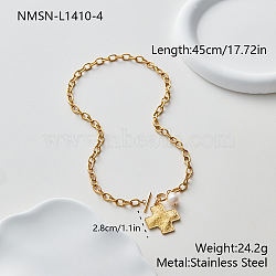 304 Stainless Steel & Natural Freshwater Pearl Pendant Necklaces for Women, Religion Cross, Golden, 17.72 inch(45cm)(WG1B871-02)