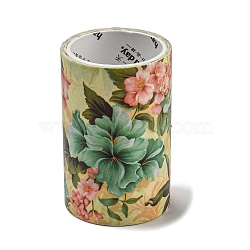 Flower Decorative Paper Tapes, Floral Adhesive Tapes, for DIY Scrapbooking Supplie Gift Decoration, Medium Aquamarine, 60mm, about 2.19 Yards(2m)/Roll(STIC-C006-01D)