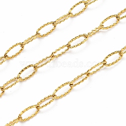 304 Stainless Steel Wave Cable Chains, Soldered, with Spool, Real 18K Gold Plated, 6.5x2.5x0.5mm, 10m/roll(CHS-C009-02G)