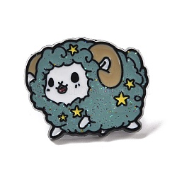 Sheep Enamel Pin, Animal Alloy Badge for Backpack Clothing, Electrophoresis Black, Cadet Blue, 20x25x2mm, Pin: 1mm(JEWB-F016-04EB)