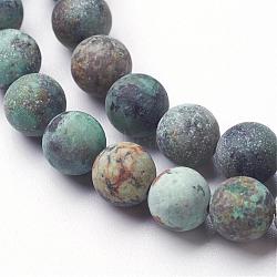 Natural African Turquoise(Jasper) Bead Strands, Frosted, Round, 6mm, Hole: 1mm, about 54~56pcs/strand, 14.96 inch(G-G957-25-6mm)