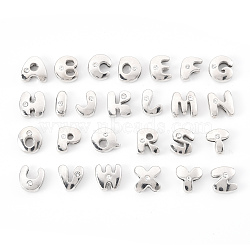 Letter Slider Beads for Watch Band Bracelet Making, Platinum Plated Alloy Crystal Rhinestone Slide Charms, Cadmium Free & Nickel Free & Lead Free, Letter A~Z, 11~13x9~11.5x4~5mm, Hole: 7.5~8x1mm, about 26pcs/set(ALRI-O012-01-NR)