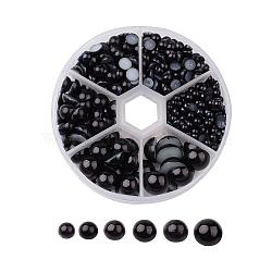 1Box ABS Plastic Imitation Pearl Dome Cabochons, Half Round, Black, 4~12x2~6mm, about 690pcs/box(SACR-JP0001-25)