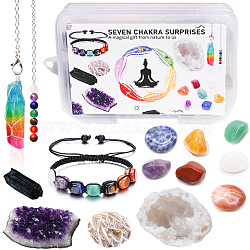 Nuggets Gemstone Cluster & Bracelet & Pendulum Pendant Set, Gemstone Home Divination Supplies, for Reiki Chakra Meditation Therapy Decos, 140x100x35mm(PW-WG89204-01)