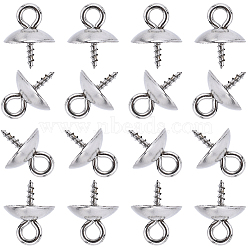 100Pcs 304 Stainless Steel Screw Cup Peg Bails, For Half Drilled Beads, Stainless Steel Color, 10x8mm, Hole: 2mm, Pin: 1.2mm(STAS-SC0005-94)