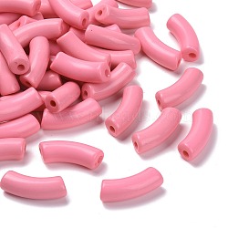 Opaque Acrylic Beads, Curved Tube, Pink, 34.5x13x11mm, Hole: 3.5mm, about 155pcs/500g(SACR-S677-025)