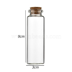 Glass Bottle, with Cork Plug, Wishing Bottle, Column, Clear, 3x9cm, Capacity: 45ml(1.52fl. oz)(CON-WH0085-71E)