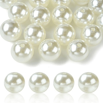 ABS Plastic Imitation Pearl Round Beads, White, 18mm, Hole: 2mm