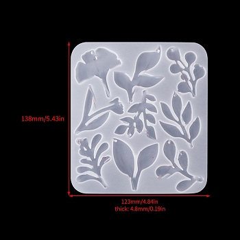 Food Grade DIY Silicone Pendant Molds, Decoration Making, Resin Casting Molds, For UV Resin, Epoxy Resin Jewelry Making, White, Leaf, 138x123x4.8mm