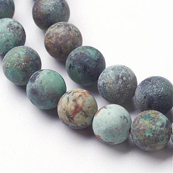 Natural African Turquoise(Jasper) Bead Strands, Frosted, Round, 6mm, Hole: 1mm, about 54~56pcs/strand, 14.96 inch