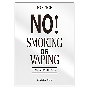 Acrylic Blank Table Signs, for Home Decoration, Wedding, Party, Rectangle with Word No Smoking or Vapin, Word, 127x90x4mm