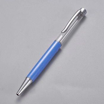 Creative Empty Tube Ballpoint Pens, with Black Ink Pen Refill Inside, for DIY Glitter Epoxy Resin Crystal Ballpoint Pen Herbarium Pen Making, Silver, Dodger Blue, 140x10mm
