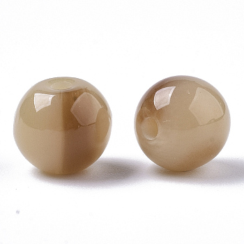 Resin Beads, Imitation Gemstone, Round, Wheat, 8mm, Hole: 1.6mm